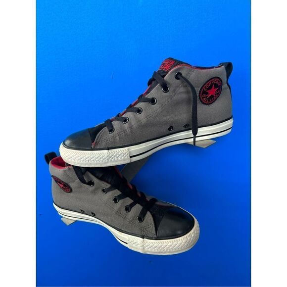 Vintage Converse Chuck Taylor All Star Gray/Black/Red Canvas Mid Shoe Mens 10
